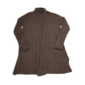 Barefoot Dreams Cozychic Lite Brown Fuzzy Open Pocket Cardigan S